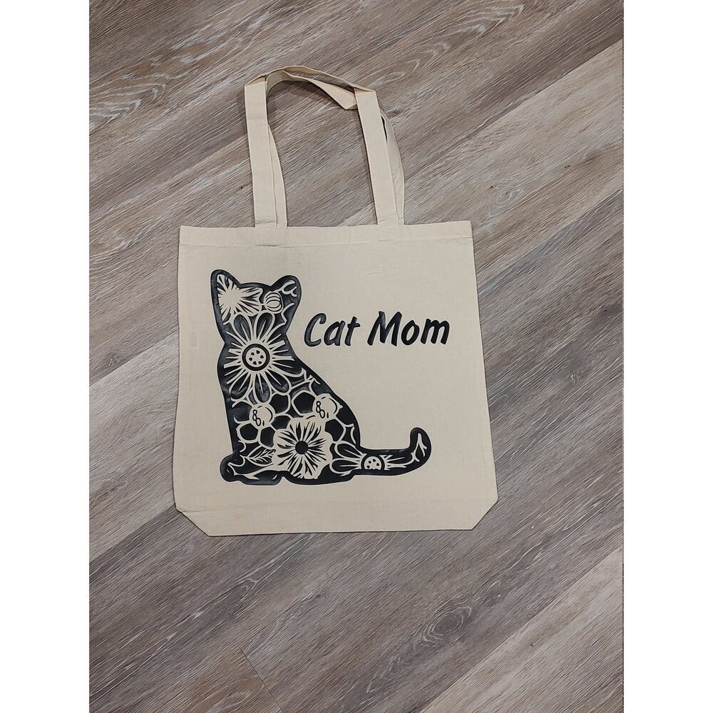 Cat mom tote bag, library bag, cat lover gift